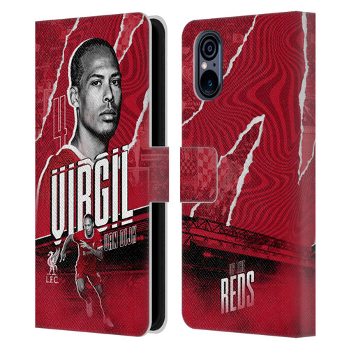 Liverpool Football Club 2023/24 First Team Virgil van Dijk Leather Book Wallet Case Cover For Sony Xperia 5 V 5G