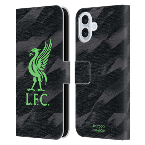 Liverpool Football Club 2023/24 Home Goalkeeper Kit Leather Book Wallet Case Cover For Apple iPhone 16 Plus