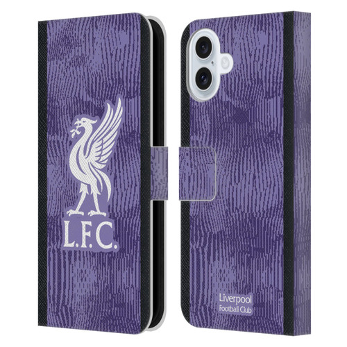 Liverpool Football Club 2023/24 Third Kit Leather Book Wallet Case Cover For Apple iPhone 16 Plus