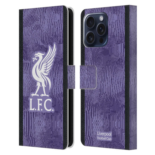 Liverpool Football Club 2023/24 Third Kit Leather Book Wallet Case Cover For Apple iPhone 16 Pro Max