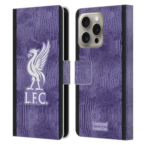 Liverpool Football Club 2023/24 Third Kit Leather Book Wallet Case Cover For Apple iPhone 16 Pro