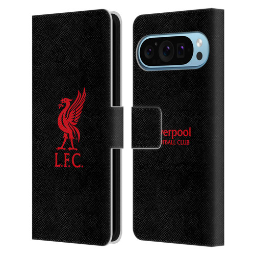 Liverpool Football Club Liver Bird Red Logo On Black Leather Book Wallet Case Cover For Google Pixel 9 / Pixel 9 Pro