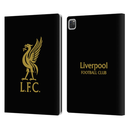 Liverpool Football Club Liver Bird Gold Logo On Black Leather Book Wallet Case Cover For Apple iPad Pro 13 M4 2024