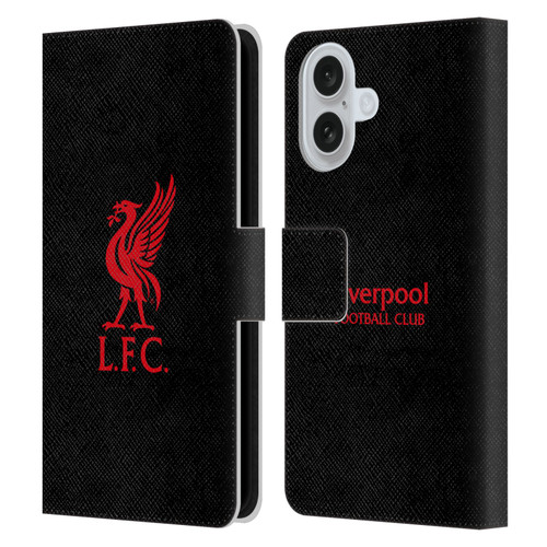 Liverpool Football Club Liver Bird Red Logo On Black Leather Book Wallet Case Cover For Apple iPhone 16