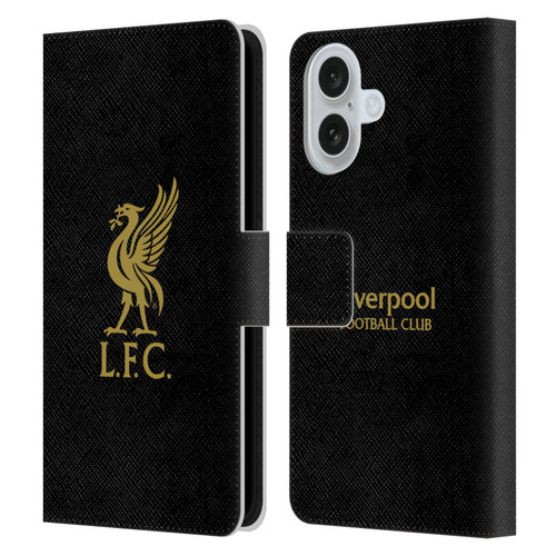 Liverpool Football Club Liver Bird Gold Logo On Black Leather Book Wallet Case Cover For Apple iPhone 16