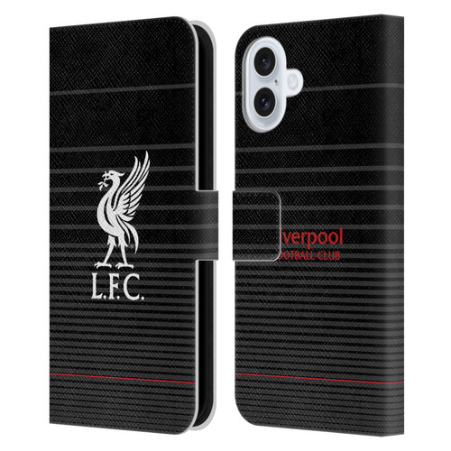 Liverpool Football Club Liver Bird White On Black Kit Leather Book Wallet Case Cover For Apple iPhone 16 Plus