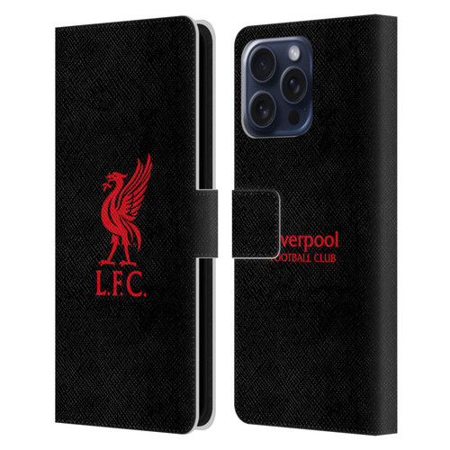 Liverpool Football Club Liver Bird Red Logo On Black Leather Book Wallet Case Cover For Apple iPhone 16 Pro Max