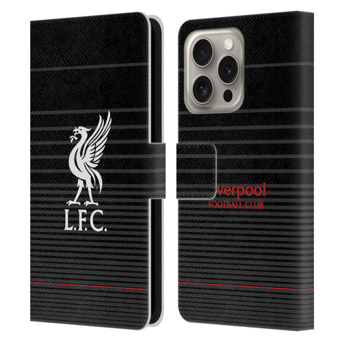 Liverpool Football Club Liver Bird White On Black Kit Leather Book Wallet Case Cover For Apple iPhone 16 Pro