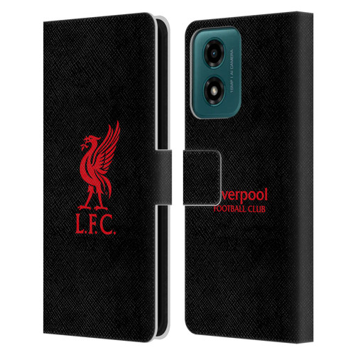 Liverpool Football Club Liver Bird Red Logo On Black Leather Book Wallet Case Cover For Motorola Moto G04/G04s/G24 4G