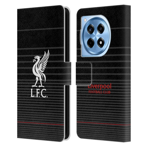 Liverpool Football Club Liver Bird White On Black Kit Leather Book Wallet Case Cover For OnePlus 12R