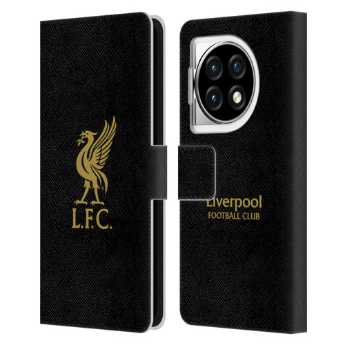 Liverpool Football Club Liver Bird Gold Logo On Black Leather Book Wallet Case Cover For OPPO OnePlus Ace 3 5G