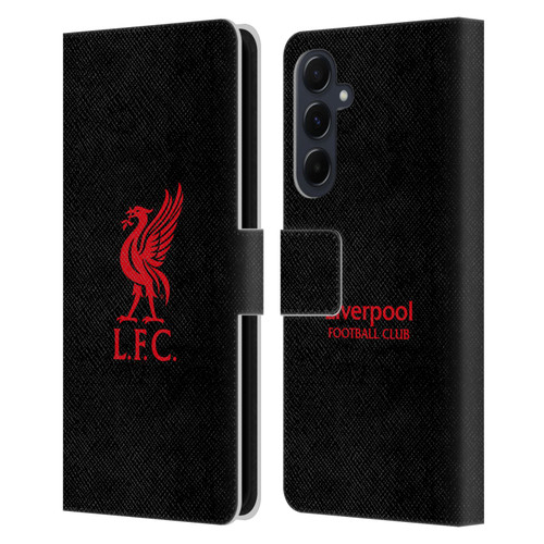 Liverpool Football Club Liver Bird Red Logo On Black Leather Book Wallet Case Cover For Samsung Galaxy A55 5G