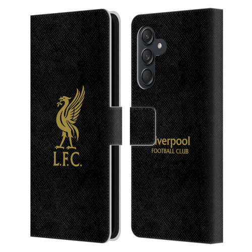 Liverpool Football Club Liver Bird Gold Logo On Black Leather Book Wallet Case Cover For Samsung Galaxy M55 5G