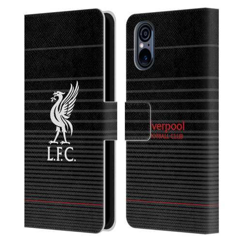 Liverpool Football Club Liver Bird White On Black Kit Leather Book Wallet Case Cover For Sony Xperia 5 V 5G