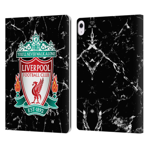 Liverpool Football Club Marble Black Crest Leather Book Wallet Case Cover For Apple iPad Air 13 2024