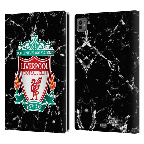 Liverpool Football Club Marble Black Crest Leather Book Wallet Case Cover For Apple iPad Pro 11 M4 2024