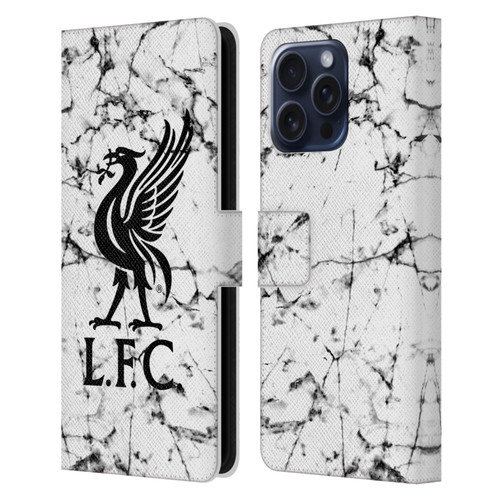 Liverpool Football Club Marble Black Liver Bird Leather Book Wallet Case Cover For Apple iPhone 16 Pro Max