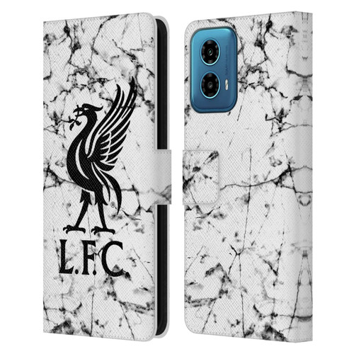 Liverpool Football Club Marble Black Liver Bird Leather Book Wallet Case Cover For Motorola Moto G34 5G