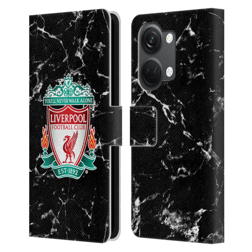 Liverpool Football Club Marble Black Crest Leather Book Wallet Case Cover For OnePlus Nord 3 5G