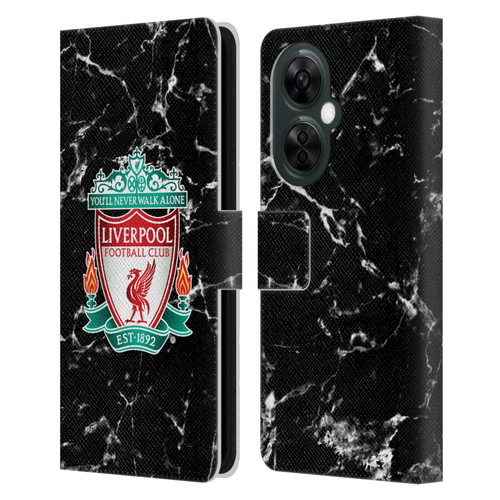 Liverpool Football Club Marble Black Crest Leather Book Wallet Case Cover For OnePlus Nord CE 3 Lite 5G