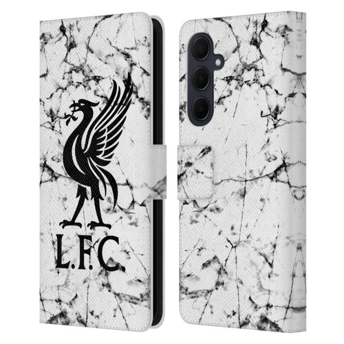 Liverpool Football Club Marble Black Liver Bird Leather Book Wallet Case Cover For Samsung Galaxy A35 5G