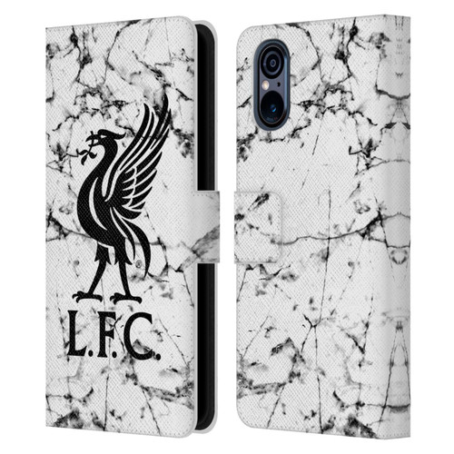 Liverpool Football Club Marble Black Liver Bird Leather Book Wallet Case Cover For Sony Xperia 5 V 5G