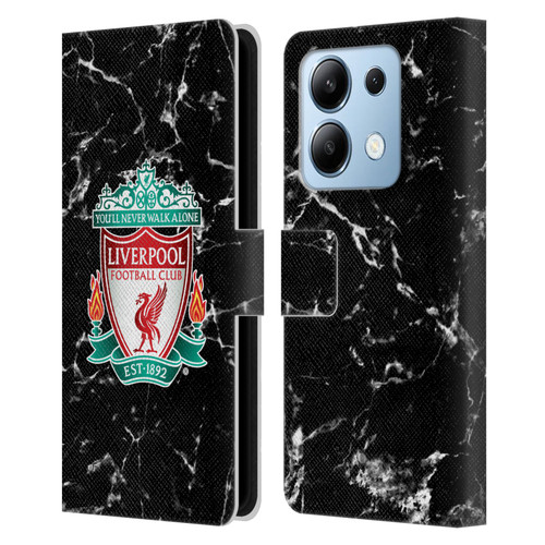 Liverpool Football Club Marble Black Crest Leather Book Wallet Case Cover For Xiaomi Redmi Note 13/13 Pro 5G