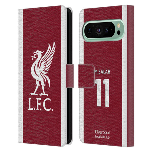 Liverpool Football Club 2023/24 Players Home Kit Mohamed Salah Leather Book Wallet Case Cover For Google Pixel 9 Pro XL