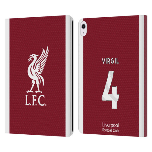 Liverpool Football Club 2023/24 Players Home Kit Virgil van Dijk Leather Book Wallet Case Cover For Apple iPad Air 13 2024