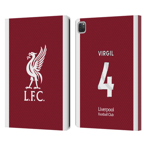 Liverpool Football Club 2023/24 Players Home Kit Virgil van Dijk Leather Book Wallet Case Cover For Apple iPad Pro 13 M4 2024