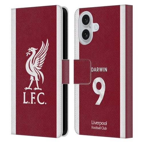 Liverpool Football Club 2023/24 Players Home Kit Darwin Núñez Leather Book Wallet Case Cover For Apple iPhone 16