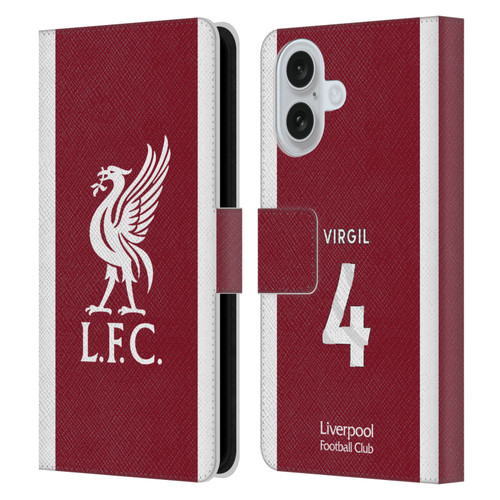 Liverpool Football Club 2023/24 Players Home Kit Virgil van Dijk Leather Book Wallet Case Cover For Apple iPhone 16