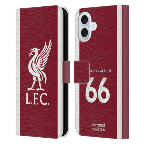 Liverpool Football Club 2023/24 Players Home Kit Trent Alexander-Arnold Leather Book Wallet Case Cover For Apple iPhone 16 Plus