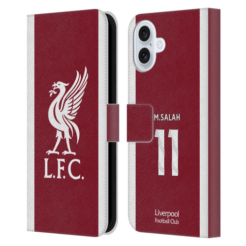 Liverpool Football Club 2023/24 Players Home Kit Mohamed Salah Leather Book Wallet Case Cover For Apple iPhone 16 Plus