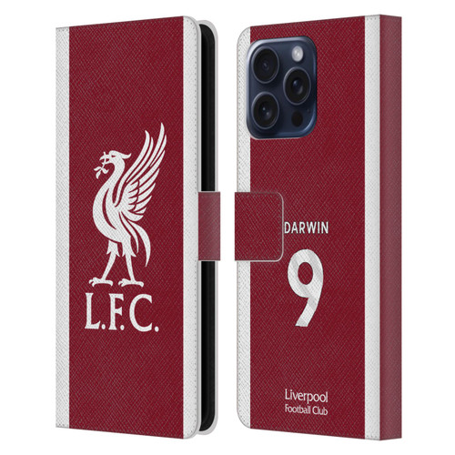 Liverpool Football Club 2023/24 Players Home Kit Darwin Núñez Leather Book Wallet Case Cover For Apple iPhone 16 Pro Max