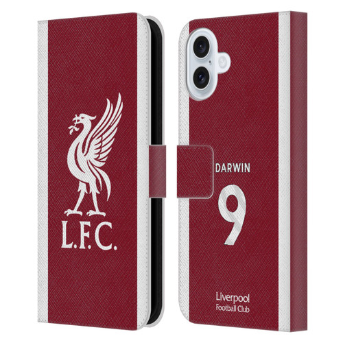 Liverpool Football Club 2023/24 Players Home Kit Darwin Núñez Leather Book Wallet Case Cover For Apple iPhone 16 Plus