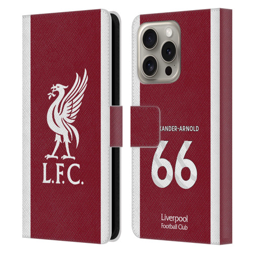 Liverpool Football Club 2023/24 Players Home Kit Trent Alexander-Arnold Leather Book Wallet Case Cover For Apple iPhone 16 Pro