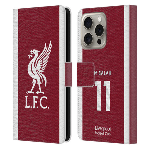 Liverpool Football Club 2023/24 Players Home Kit Mohamed Salah Leather Book Wallet Case Cover For Apple iPhone 16 Pro