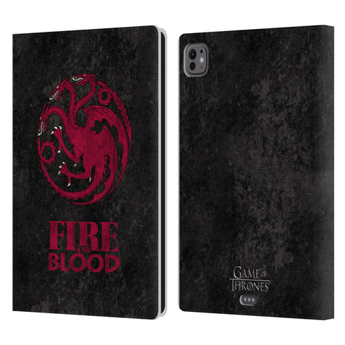HBO Game of Thrones Dark Distressed Look Sigils Targaryen Leather Book Wallet Case Cover For Apple iPad Pro 11 M4 2024