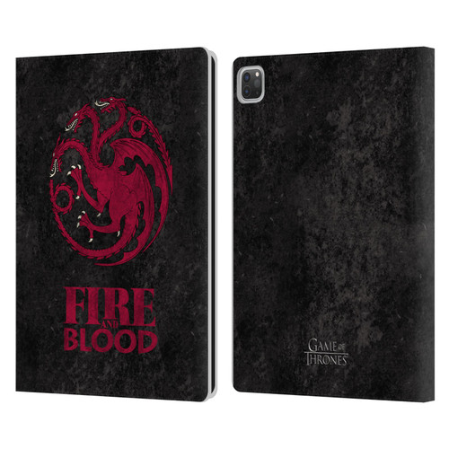 HBO Game of Thrones Dark Distressed Look Sigils Targaryen Leather Book Wallet Case Cover For Apple iPad Pro 13 M4 2024