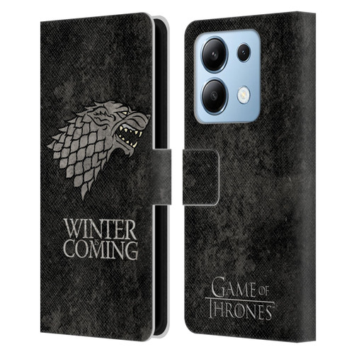 HBO Game of Thrones Dark Distressed Look Sigils Stark Leather Book Wallet Case Cover For Xiaomi Redmi Note 13/13 Pro 5G