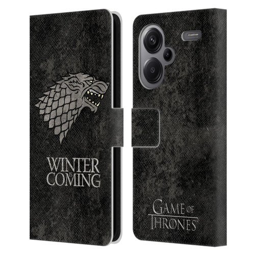 HBO Game of Thrones Dark Distressed Look Sigils Stark Leather Book Wallet Case Cover For Xiaomi Redmi Note 13 Pro Plus 5G