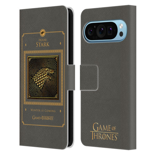 HBO Game of Thrones Golden Sigils Stark Border Leather Book Wallet Case Cover For Google Pixel 9 / Pixel 9 Pro