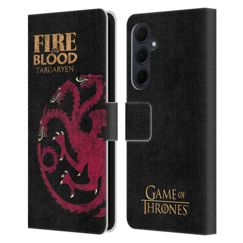 HBO Game of Thrones House Mottos Targaryen Leather Book Wallet Case Cover For Samsung Galaxy A35 5G