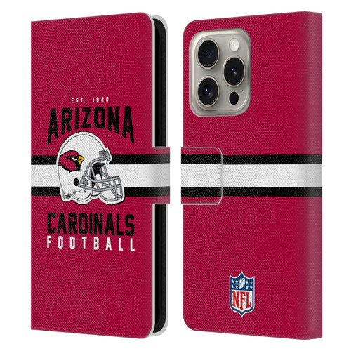 NFL Arizona Cardinals Graphics Helmet Typography Leather Book Wallet Case Cover For Apple iPhone 16 Pro