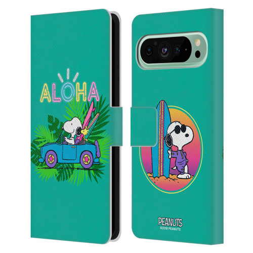 Peanuts Snoopy Aloha Disco Tropical Surf Leather Book Wallet Case Cover For Google Pixel 9 Pro XL