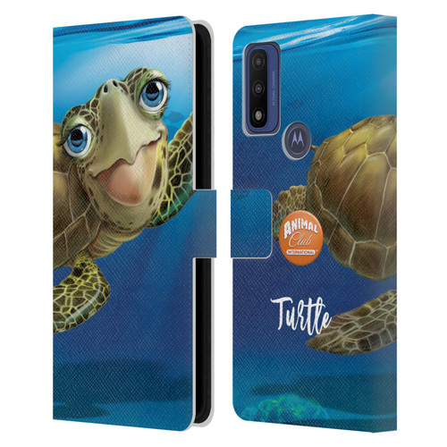 Animal Club International Underwater Sea Turtle Leather Book Wallet Case Cover For Motorola G Pure