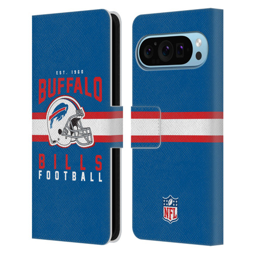 NFL Buffalo Bills Graphics Helmet Typography Leather Book Wallet Case Cover For Google Pixel 9 / Pixel 9 Pro