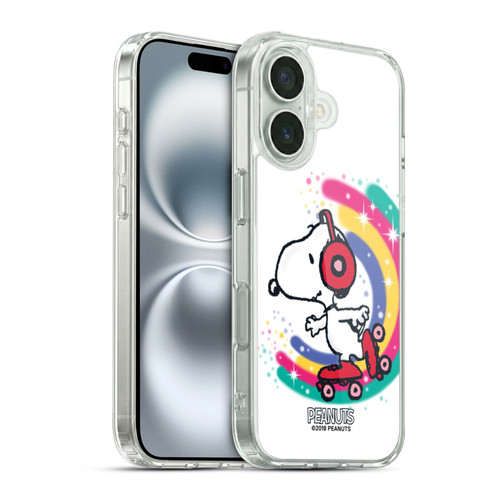 Peanuts Snoopy Boardwalk Airbrush Colourful Skating Soft Gel Case for Apple iPhone 16 & MagSafe
