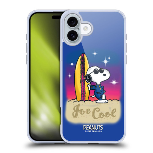 Peanuts Snoopy Boardwalk Airbrush Joe Cool Surf Soft Gel Case for Apple iPhone 16 Plus & MagSafe